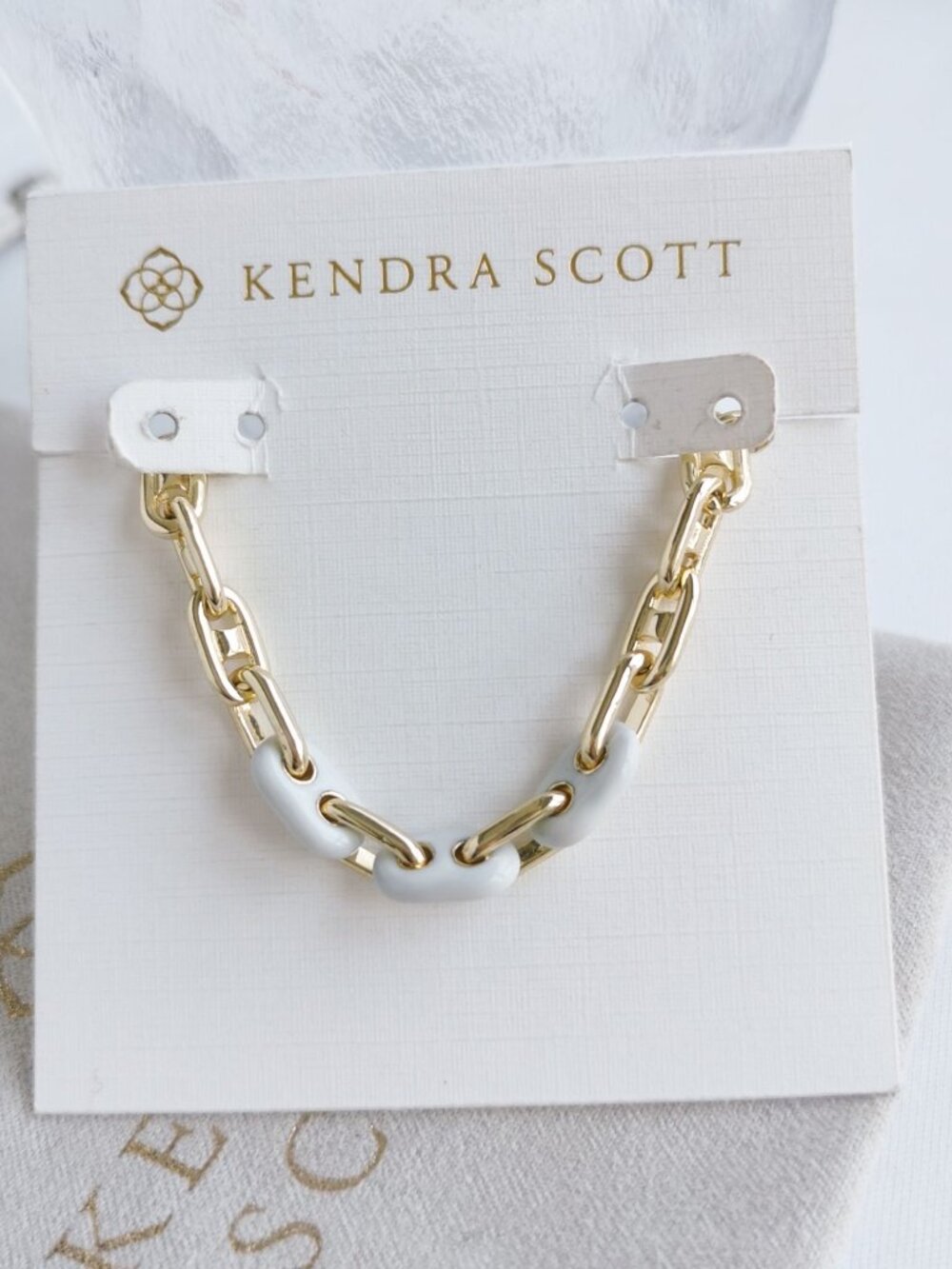 Kendra Scott Bailey Gold Chain Necklace & White Mix